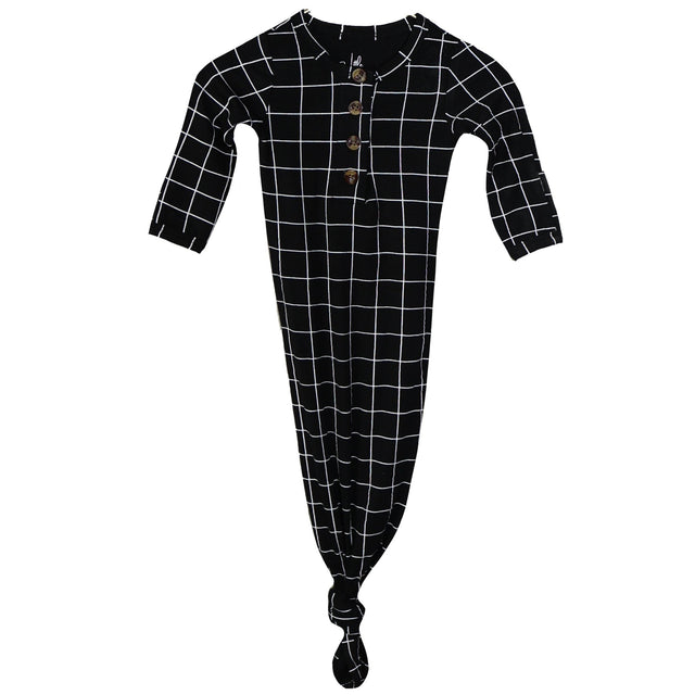 Knotted Baby Gown - Window Pane - HoneyBug 