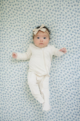 Blue Blossom Muslin Crib Sheet - HoneyBug 