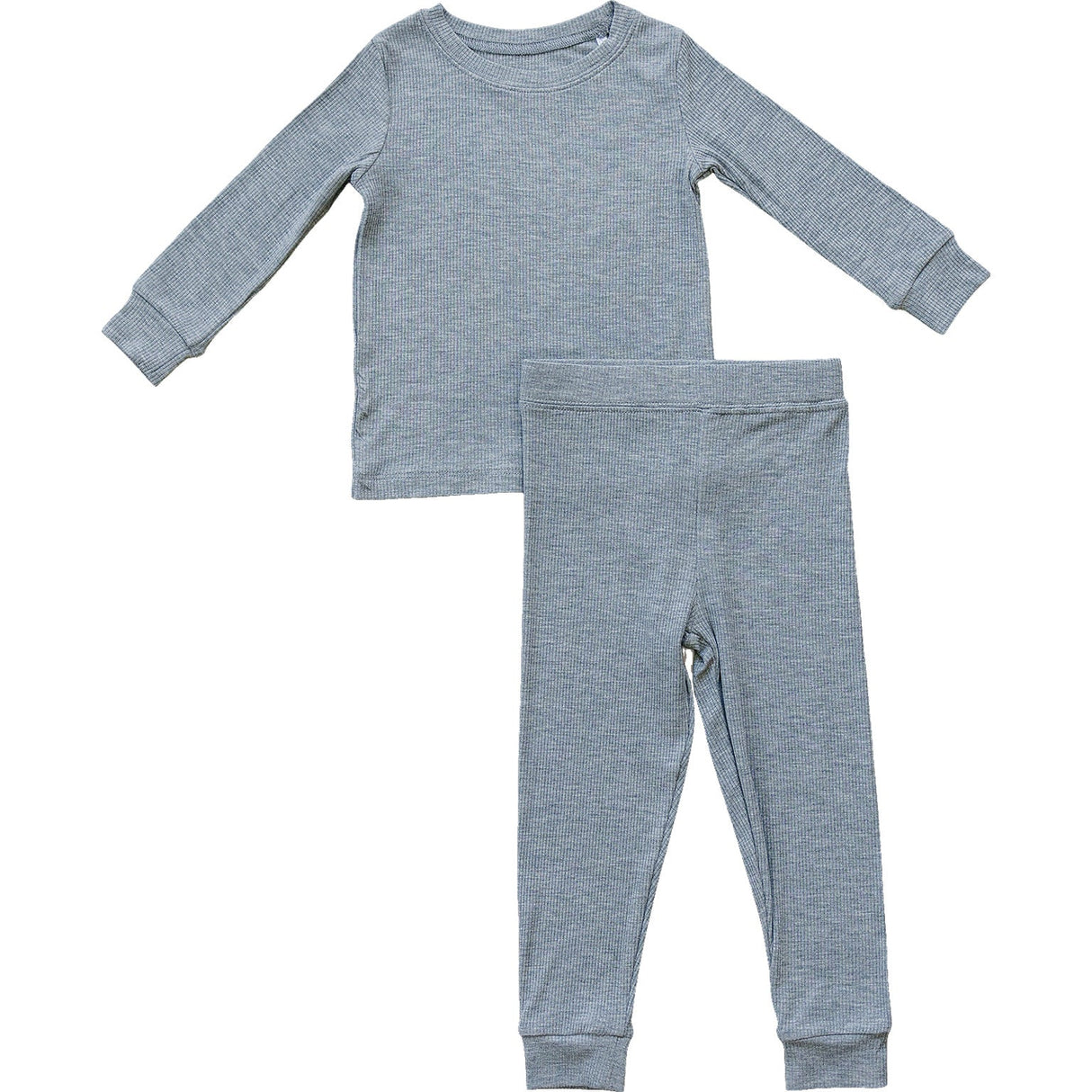 Heather Grey Ribbed Bamboo Cozy Set - HoneyBug 