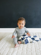 Navy Checkered Plush Blanket - HoneyBug 