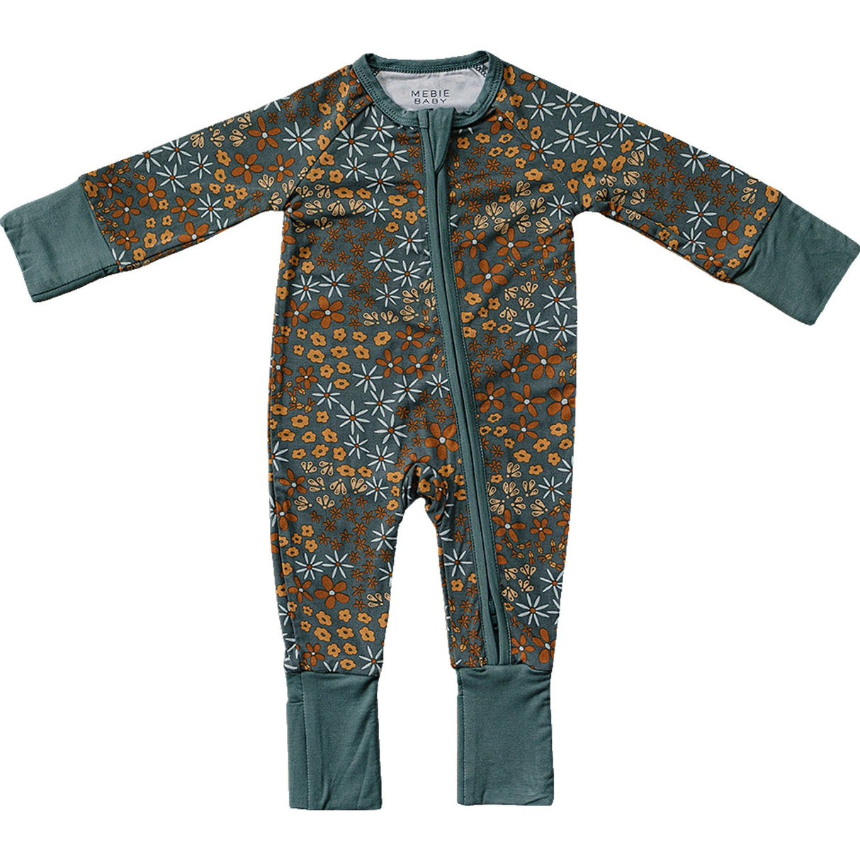 Navy Floral Bamboo Zipper - HoneyBug 
