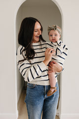 Navy Stripe Adult Knit Sweater - HoneyBug 