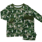 Bamboo Two Piece Set | Green Camo Bolts