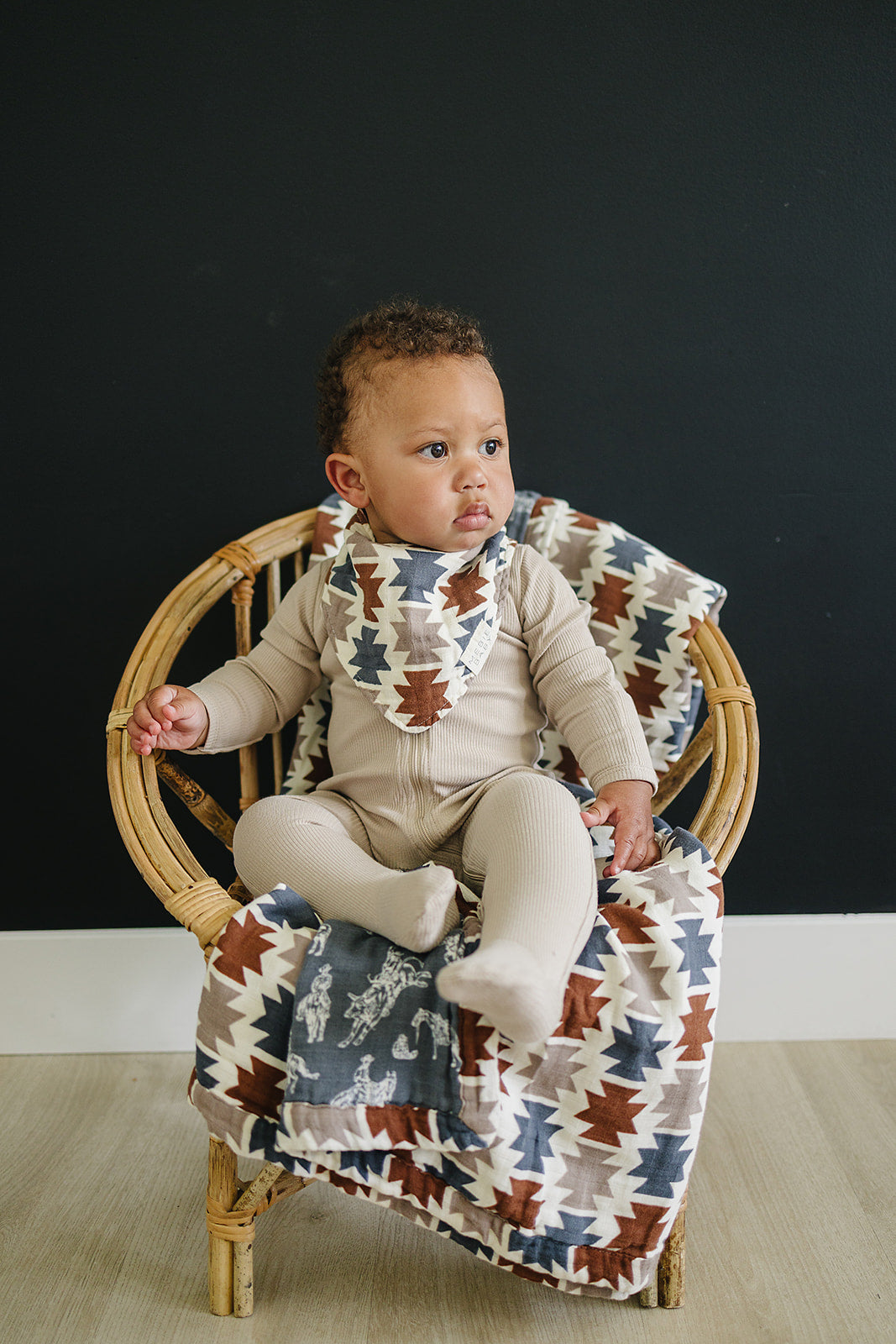 Western Aztec Muslin Bib - HoneyBug 