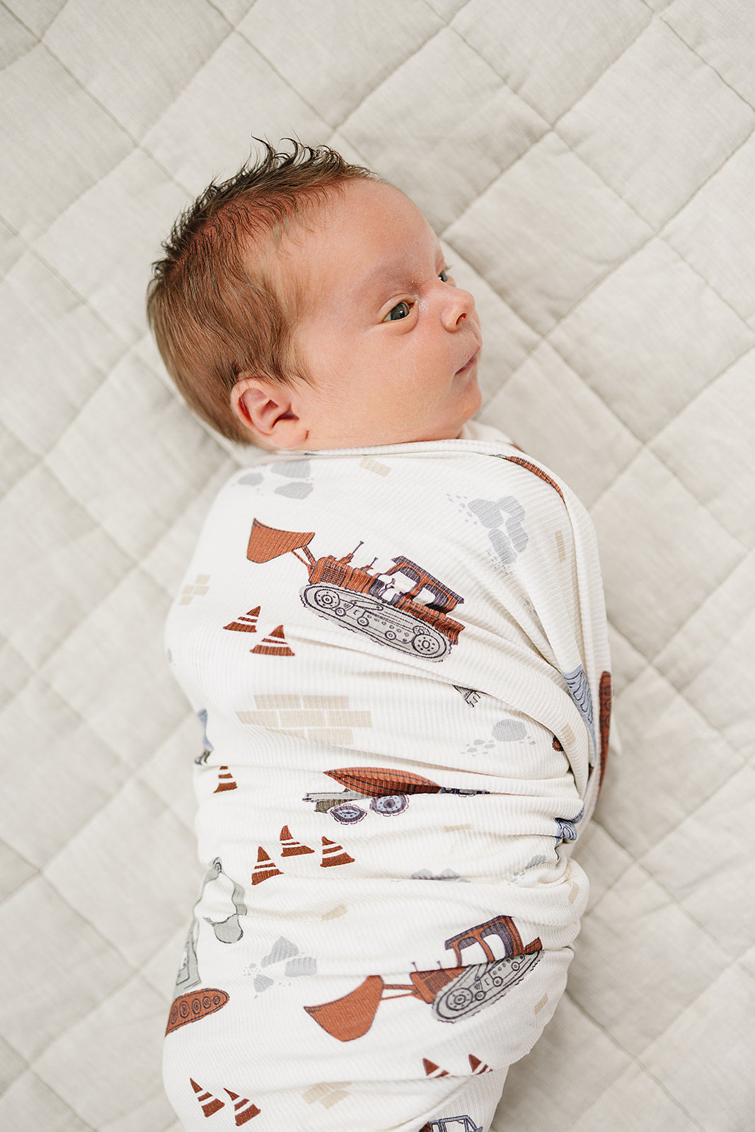 Construction Trucks Bamboo Stretch Swaddle - HoneyBug 
