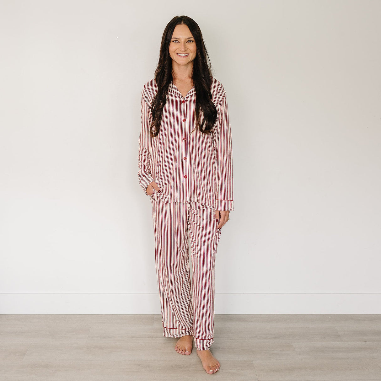 Adult Red Stripes Pajama Set - HoneyBug 