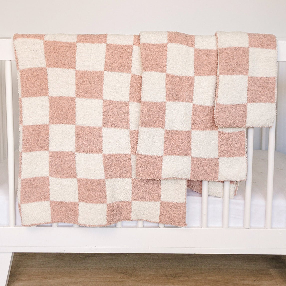 Pink Checkered Plush Blanket
