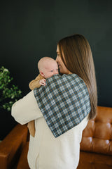 Navy Plaid Muslin Burp Cloth - HoneyBug 
