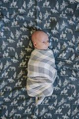 Coastal Plaid Muslin Swaddle Blanket - HoneyBug 
