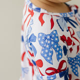 Bamboo Shorty Romper  | Red-White & Bows