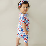 Bamboo Shorty Romper  | Red-White & Bows