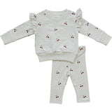 Cherry Ruffle French Terry Set - HoneyBug 