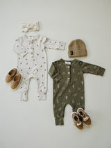 Floral Long Sleeve Button Romper - HoneyBug 