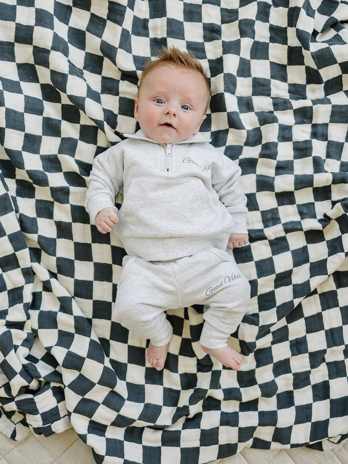 Good Vibes Quarter Zip French Terry Set - HoneyBug 