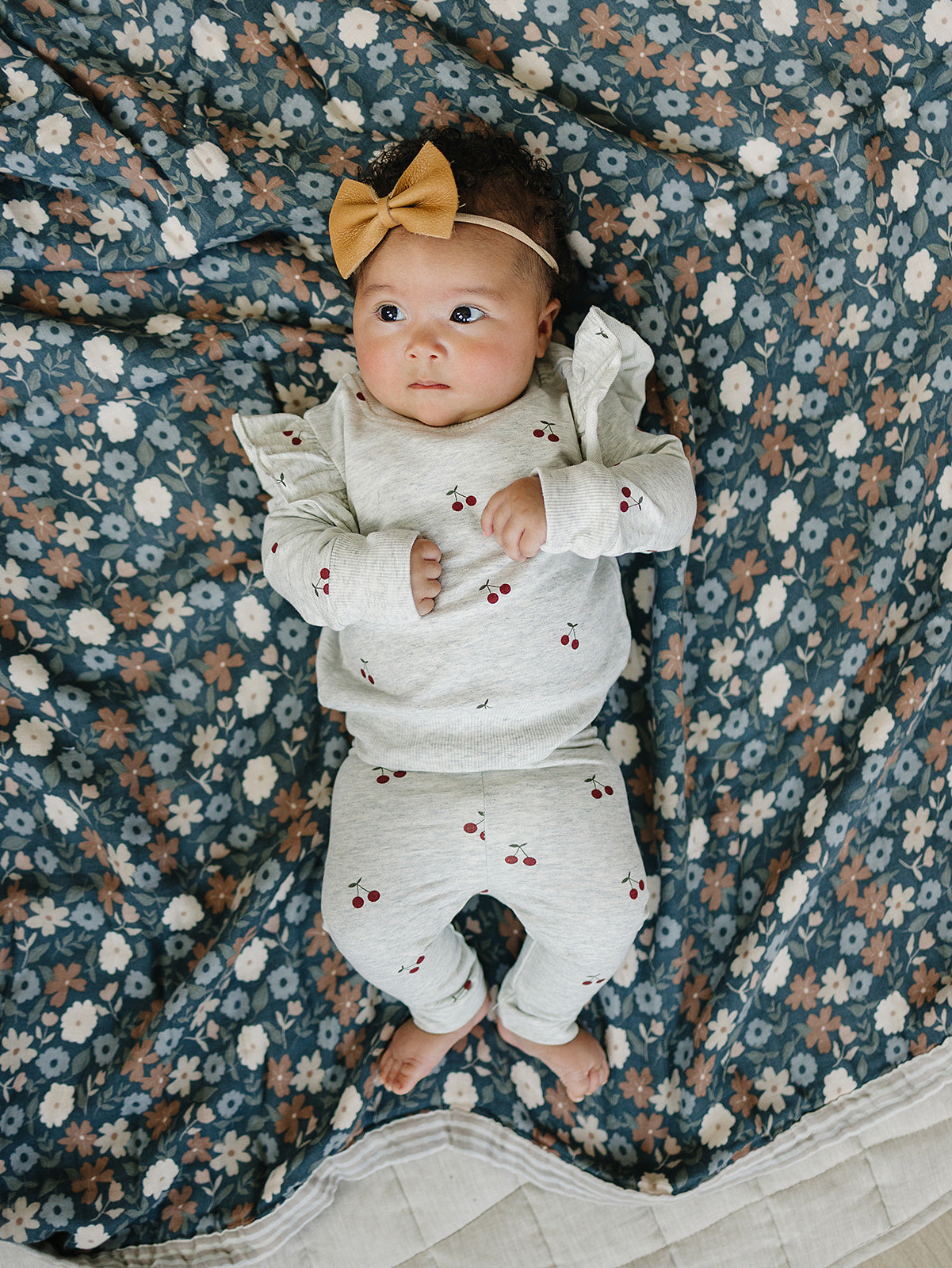 Cherry Ruffle French Terry Set - HoneyBug 