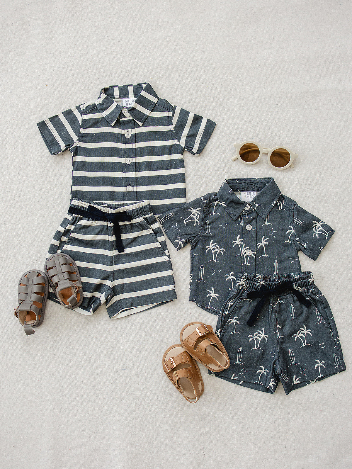 Navy Surfer Linen Button Up Shirt - HoneyBug 