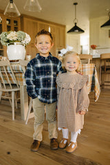 Navy Plaid Button Up Shirt - HoneyBug 