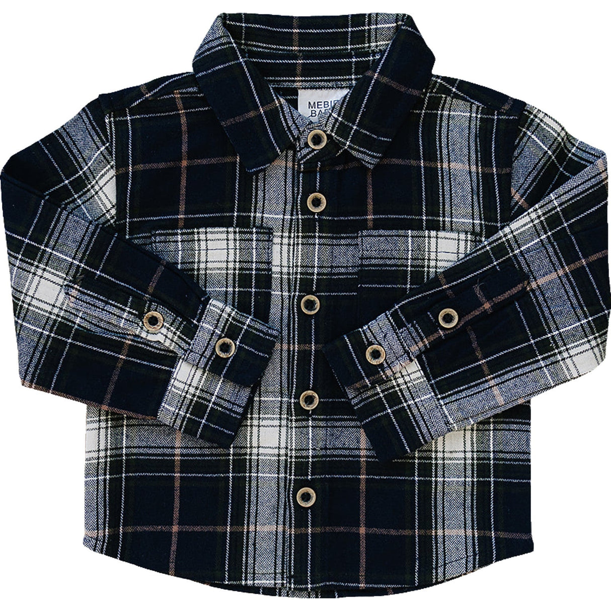 Navy Plaid Button Up Shirt - HoneyBug 