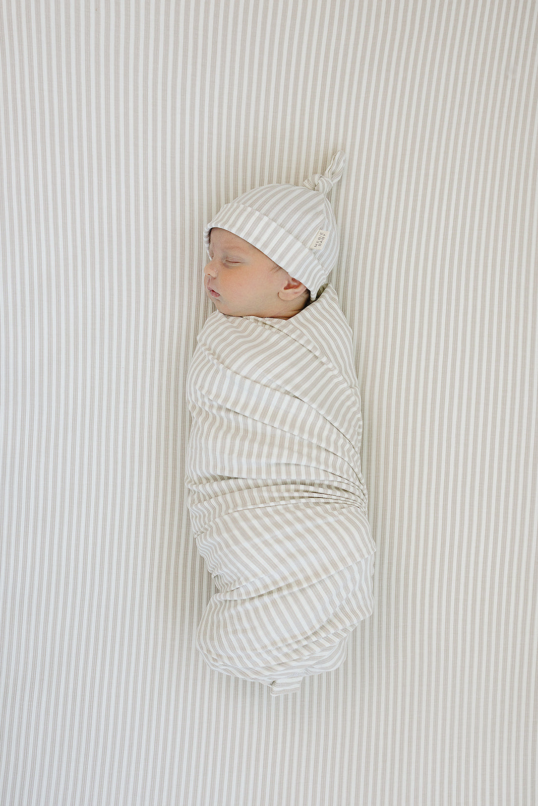 Taupe Stripe Ribbed Bamboo Stretch Swaddle - HoneyBug 