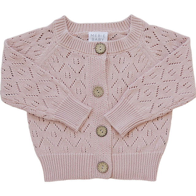 Pink Pointelle Button Down Cardigan - HoneyBug 