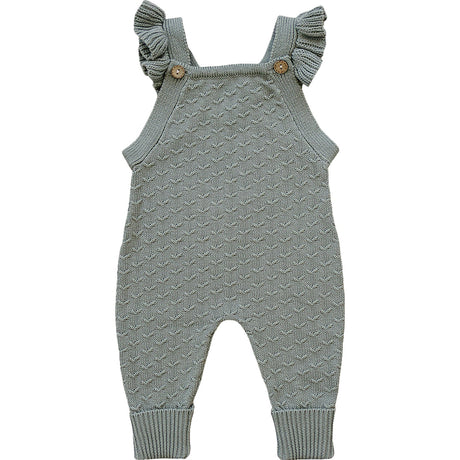 Green Ruffle Knit Overalls - HoneyBug 
