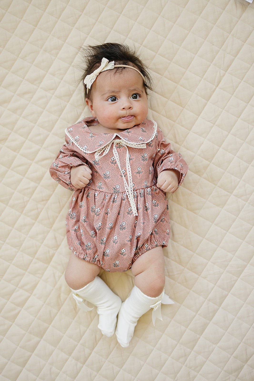 Vintage Pink Floral Bubble Romper - HoneyBug 