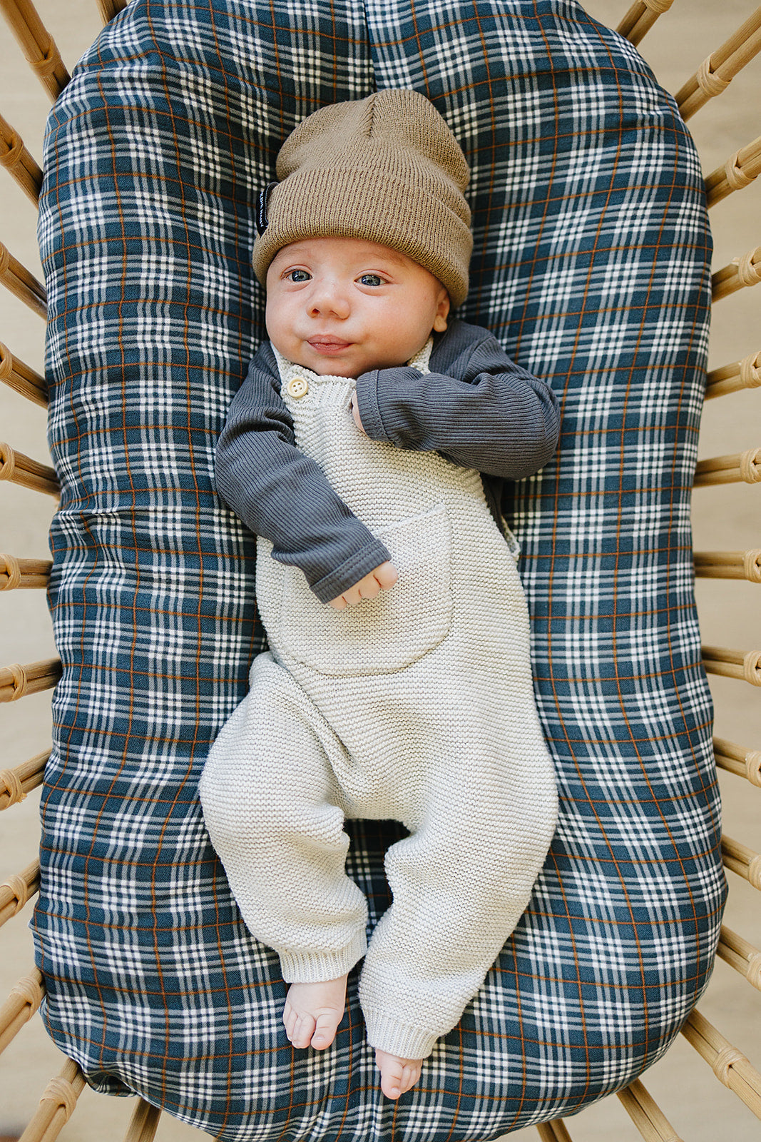 Grey Knit Overalls - HoneyBug 