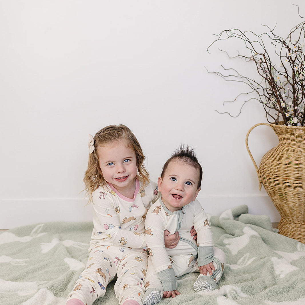 Pink Bunny Ribbed Bamboo Cozy Set