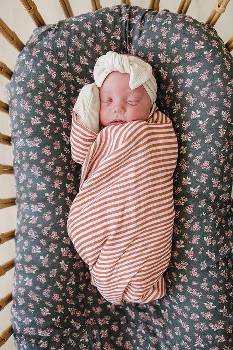 Pink Stripes Muslin Swaddle Blanket - HoneyBug 
