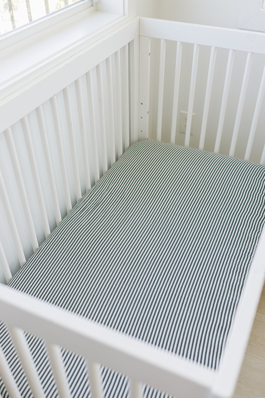 Green Stripes Muslin Crib Sheet - HoneyBug 