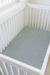 Green Stripes Muslin Crib Sheet - HoneyBug 