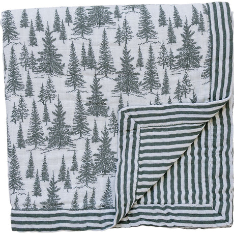 Forrest + Green Stripes Muslin Quilt - HoneyBug 