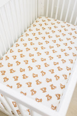 Teddy Bear Muslin Crib Sheet - HoneyBug 