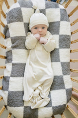 Cream Ribbed Bamboo Newborn Knot Hat - HoneyBug 