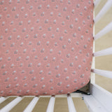 Vintage Pink Floral Muslin Crib Sheet - HoneyBug 