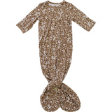 Brown Floral Ribbed Bamboo Knot Gown - HoneyBug 