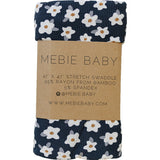 Navy Daisy Ribbed Bamboo Stretch Swaddle - HoneyBug 