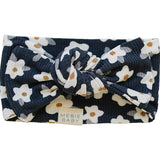 Navy Daisy Ribbed Bamboo Head Wrap - HoneyBug 