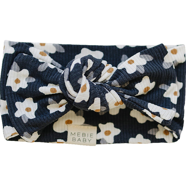 Navy Daisy Ribbed Bamboo Head Wrap - HoneyBug 
