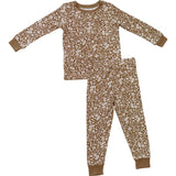 Brown Floral Ribbed Bamboo Cozy Set - HoneyBug 