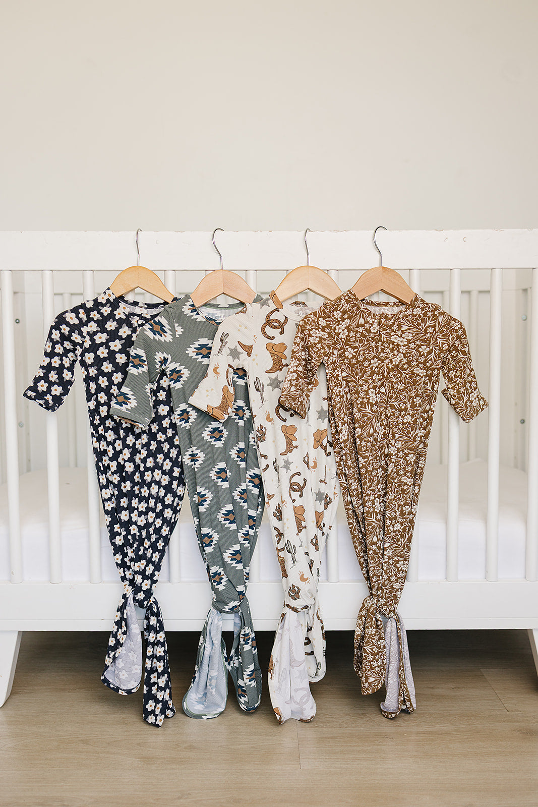 Brown Floral Ribbed Bamboo Knot Gown - HoneyBug 