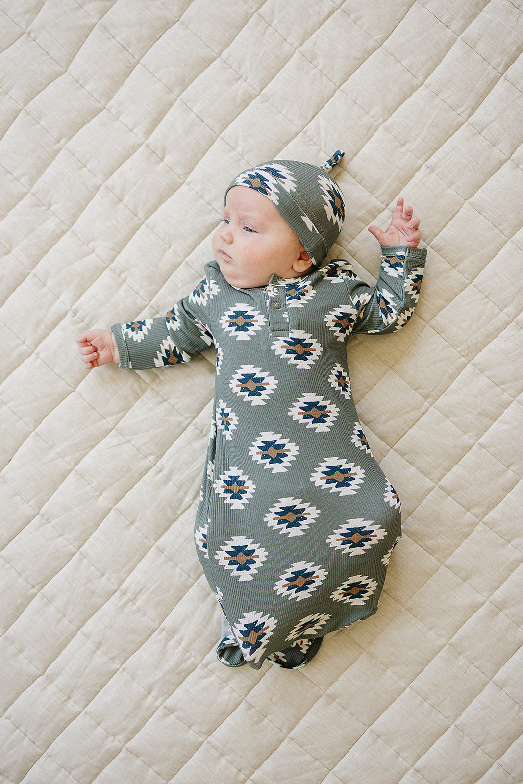 Southwest Aztec Ribbed Bamboo Knot Gown - HoneyBug 