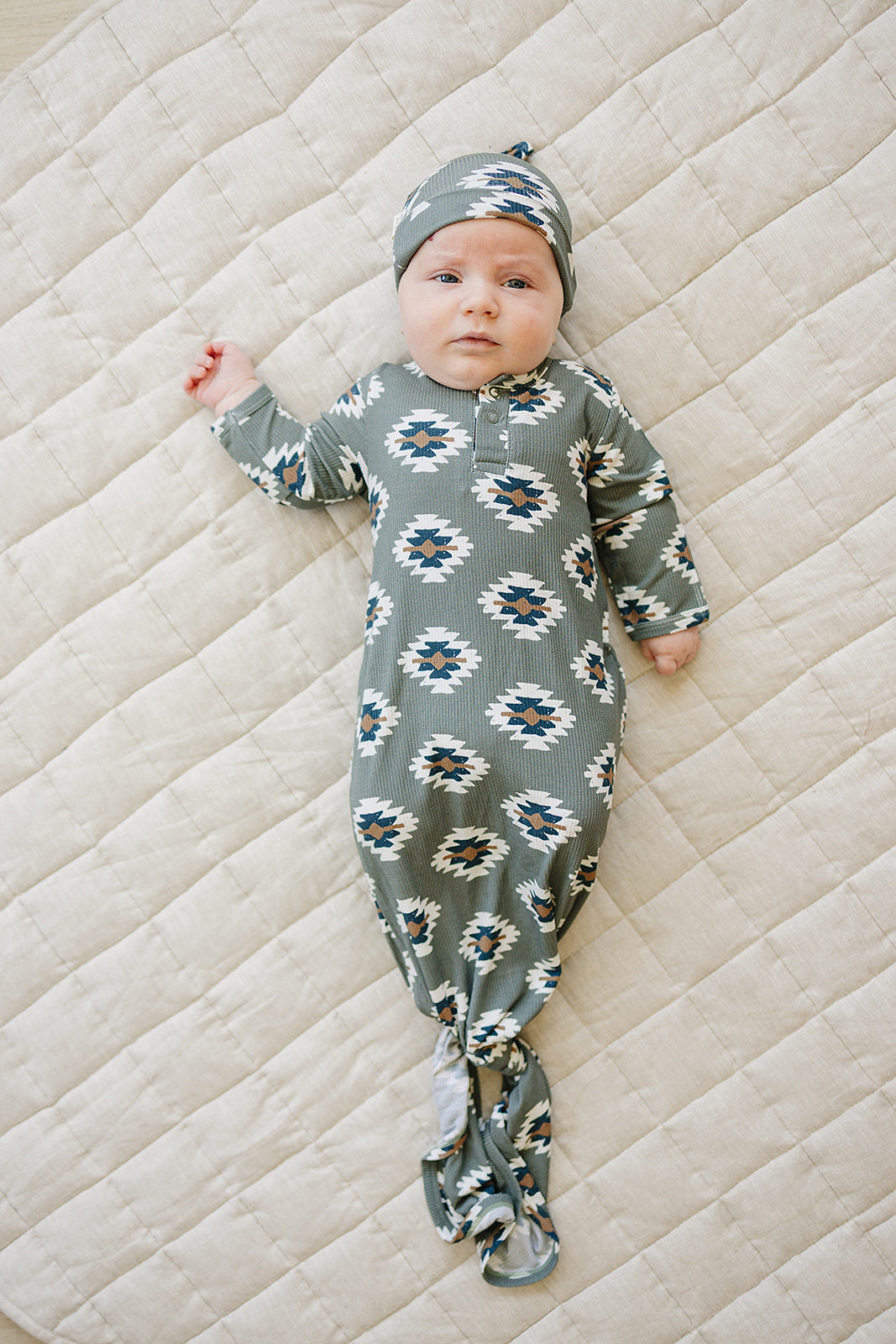 Southwest Aztec Ribbed Bamboo Knot Gown - HoneyBug 