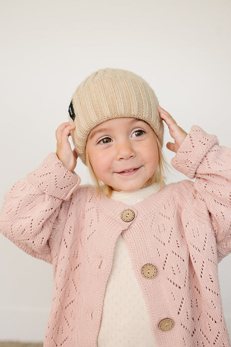 Tan Chunky Knit Beanie - HoneyBug 