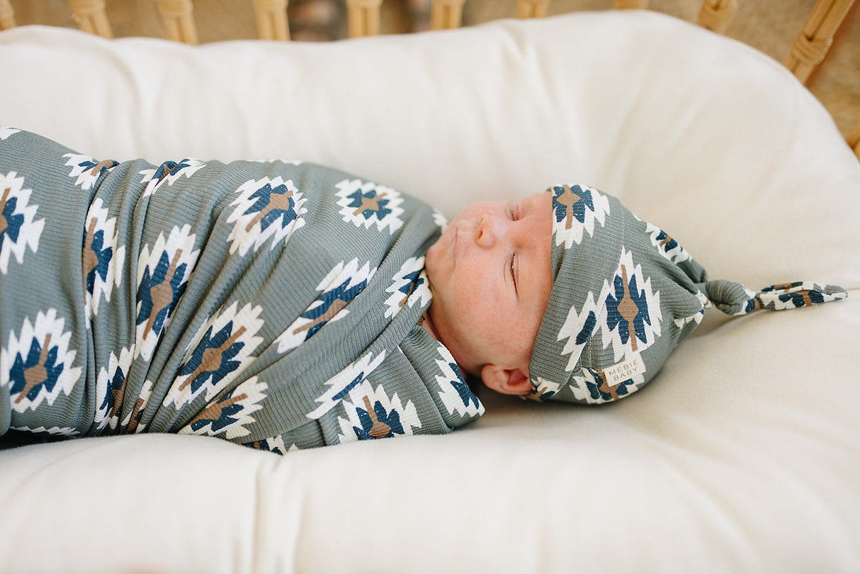 Southwest Aztec Ribbed Bamboo Stretch Swaddle - HoneyBug 