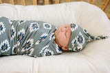 Southwest Aztec Ribbed Bamboo Stretch Swaddle - HoneyBug 
