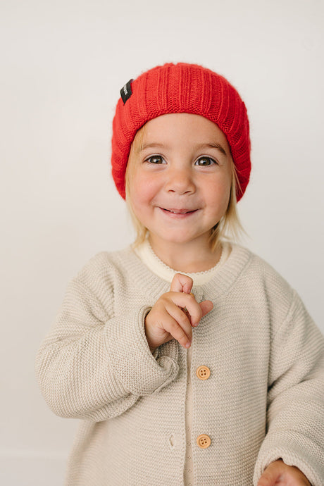 Red Chunky Knit Beanie - HoneyBug 