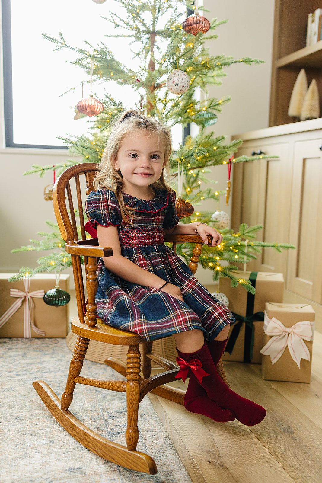 Christmas Plaid Smocked Dress - HoneyBug 