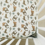 Outlaw Cowboy Muslin Crib Sheet - HoneyBug 
