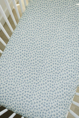 Blue Blossom Muslin Crib Sheet - HoneyBug 